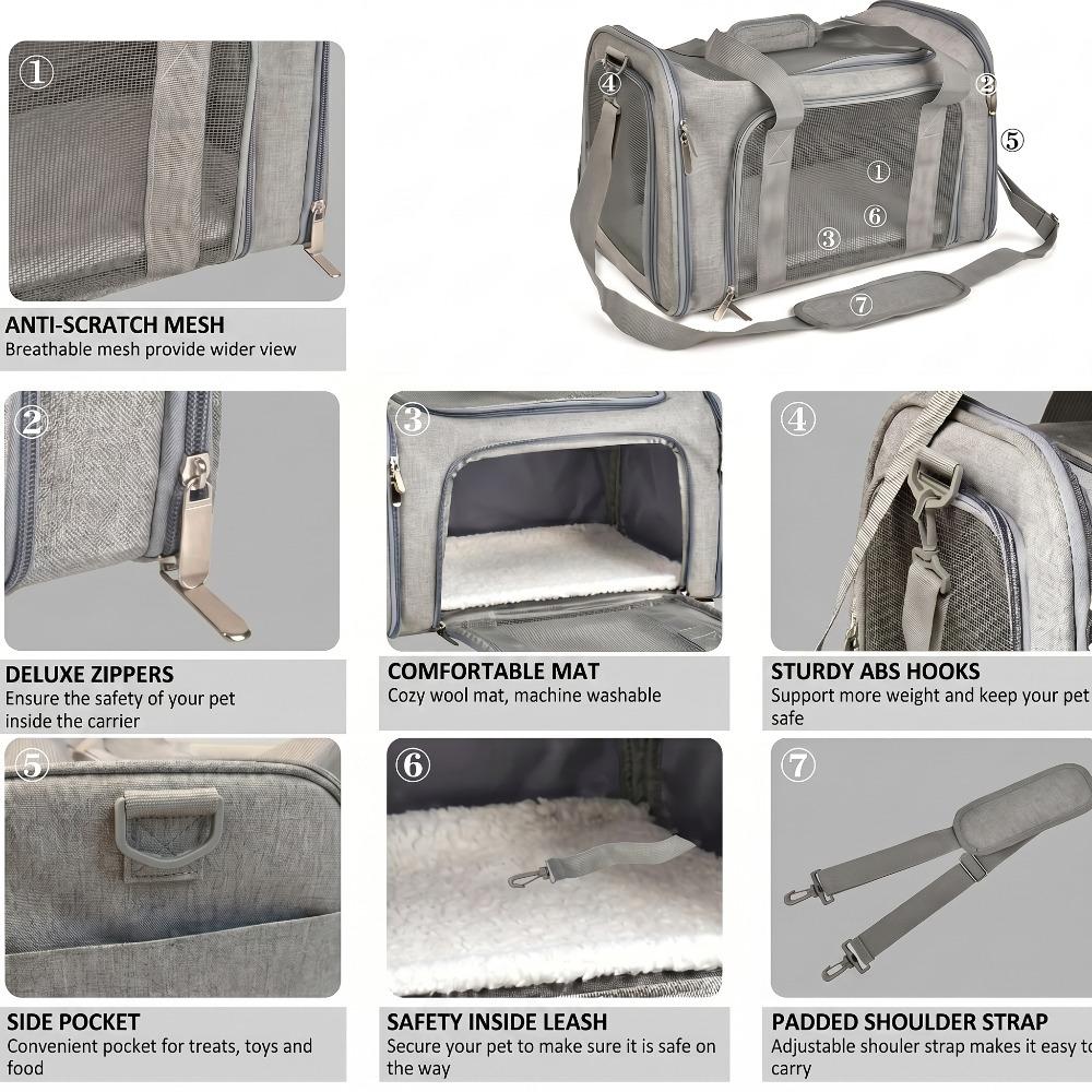 Tragbare atmungsaktive Hund- und Katzen-Tragetasche - Weiche Seiten-Rücken-Tasche - Haustier-Rucksack - Haustier-Reisetasche - Reise- und Spiel-Haustier-Handtasche