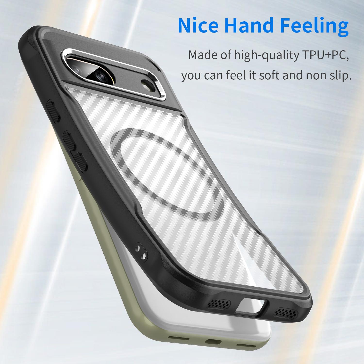 

For Google Pixel 8a Case Compatible with MagSafe Translucent TPU+PC Phone Cover Black