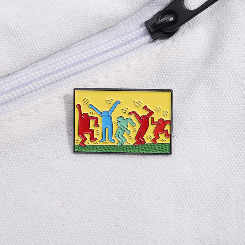 Musthave Haring Keith Inspired Yellow Brooch With Playful Cartoon Features For Lovers Art