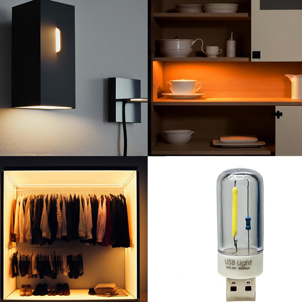 Portable USB LED Night Light 5V 1W LED Filament Light Bulb Multicolor Mini  Reading Lamp Eye Protection for Bedroom Study
