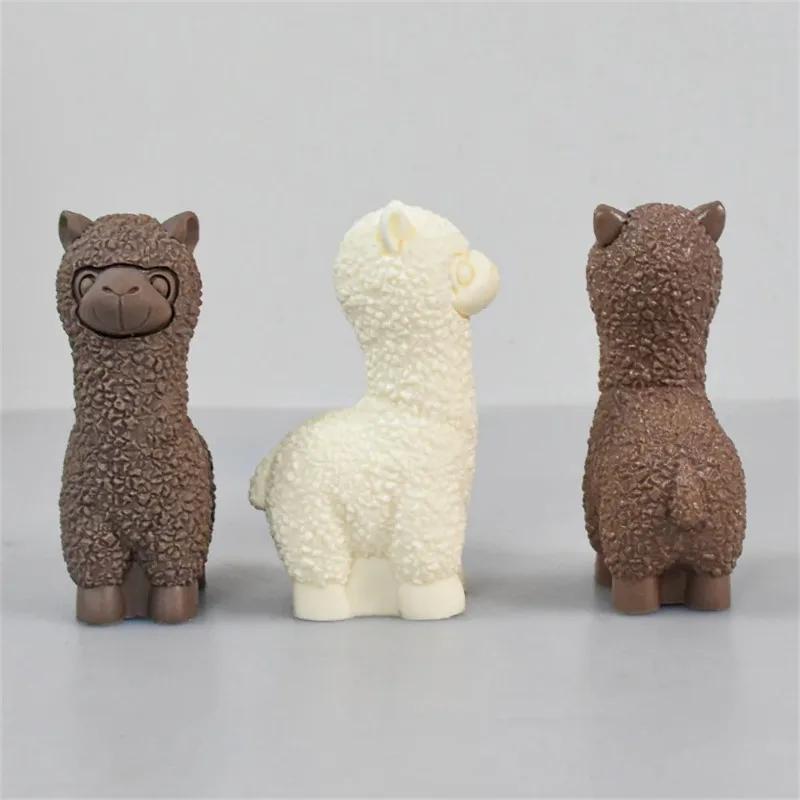 New 3D Alpaca Silicone Candle Mold Cute Sheep Soap Gypsum Clay Resin Making Tool DIY Animal Chocolate Ice Block Baking Mould