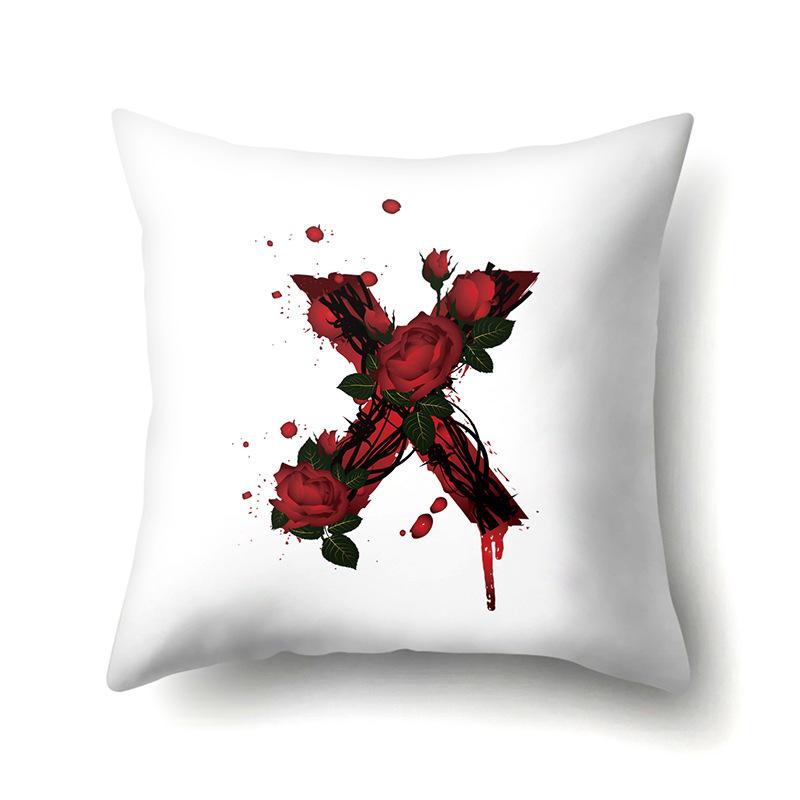 Halloween Polyester Kissenbezug Rose Kopfteil Auto Taille 26 Englische Buchstaben Gedruckter Kissenbezug