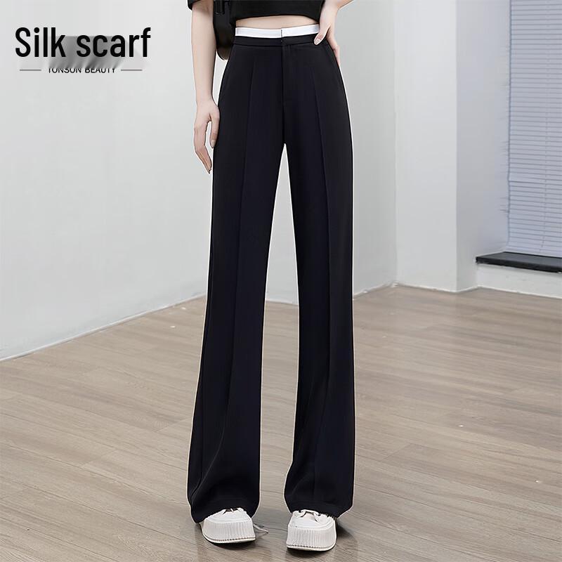 

Women s High-Waist Color-Block Flared Casual Pants