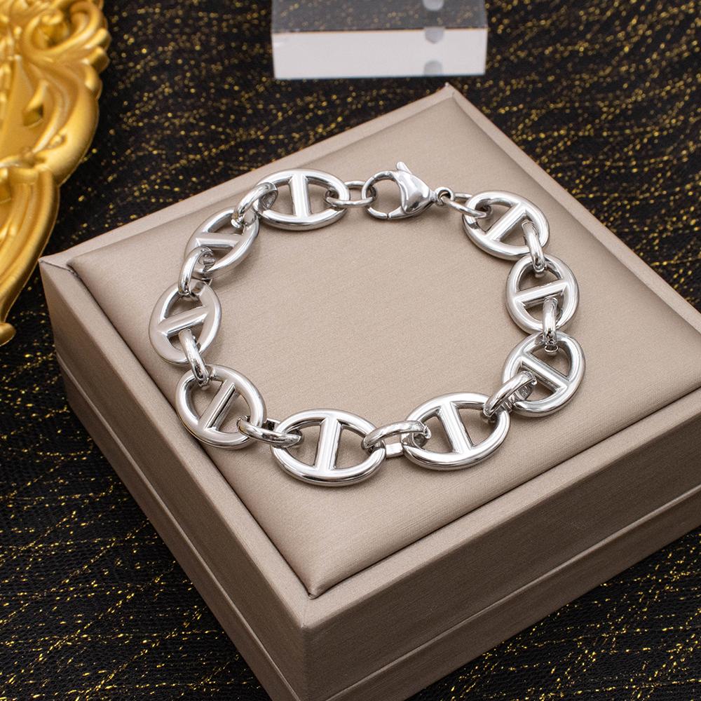 Unisex Chain Bracelet Silver and Gold Color - Simple Stainless Steel Jewelry Link Chain for Men, Hypoallergenic Gift