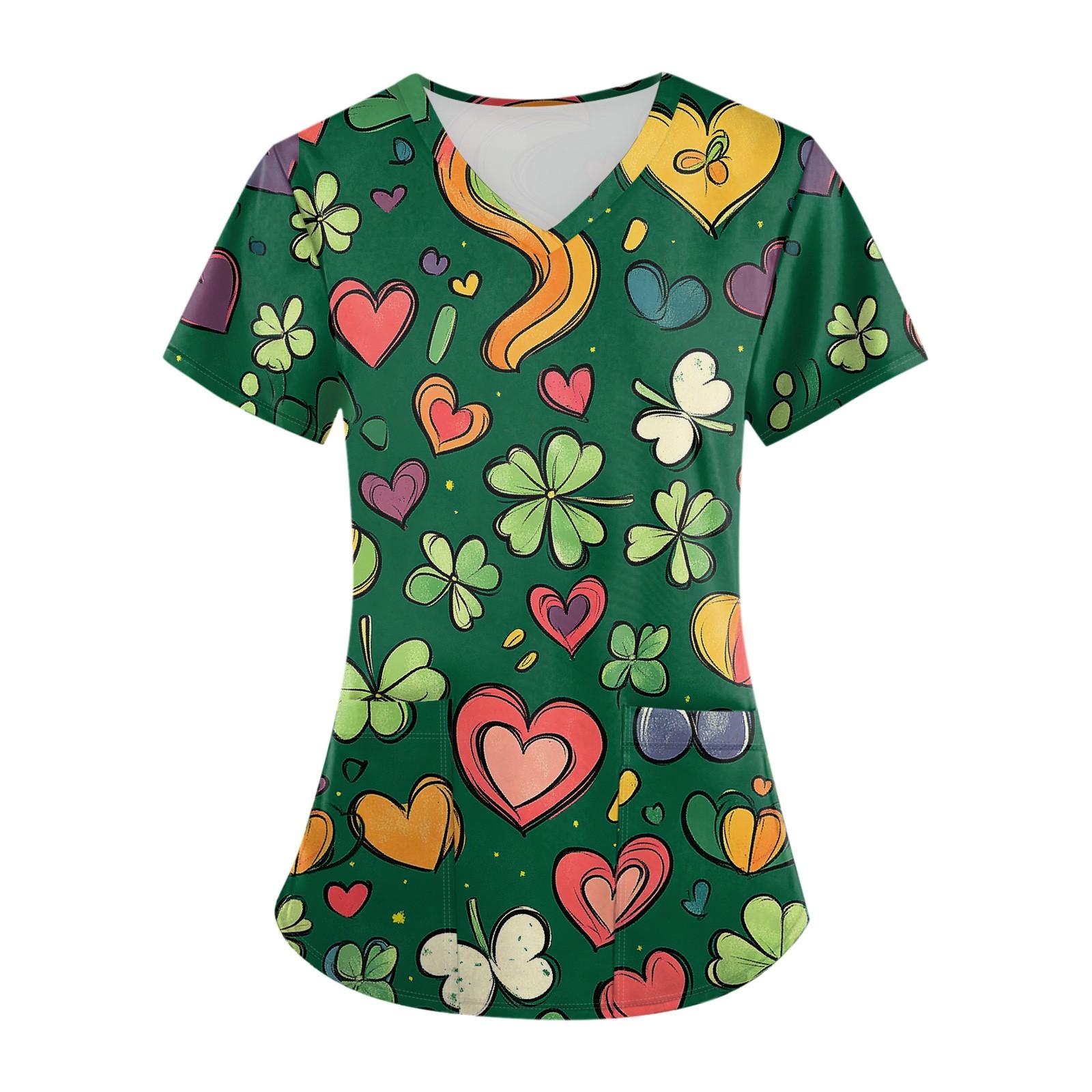 

Женский топ с карманом и коротким рукавом с крестом и V-образным вырезом M