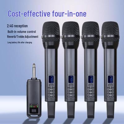 2.4G Wireless Professional Stage Microphone with Reverb, Treble, Bass Control