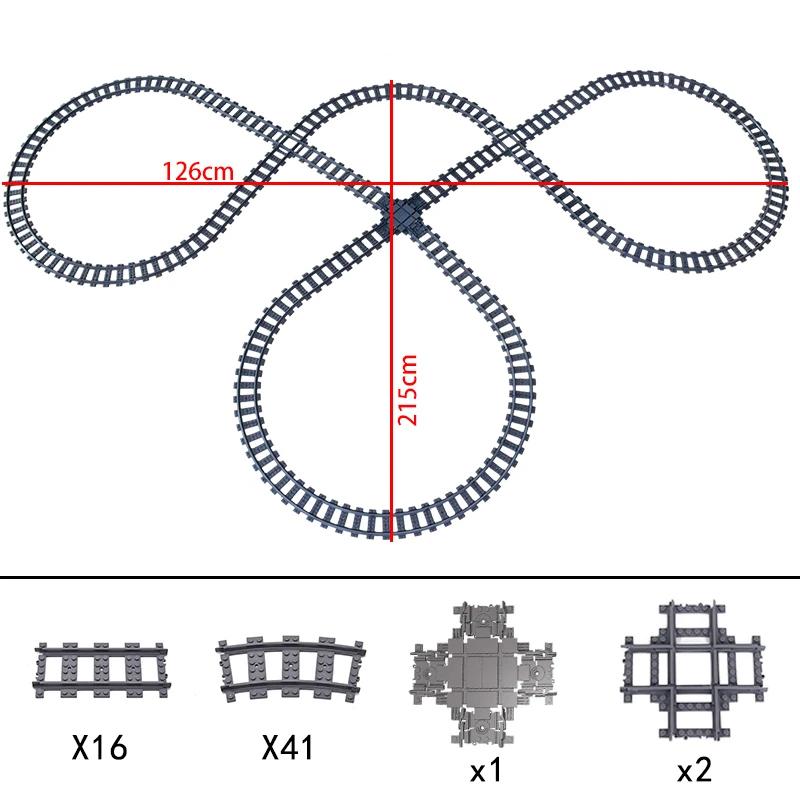City Trains Flexible Switch Railway Tracks Rails Crossing Forked Straight Curved Building Block Bricks Toys Compatible with 7996