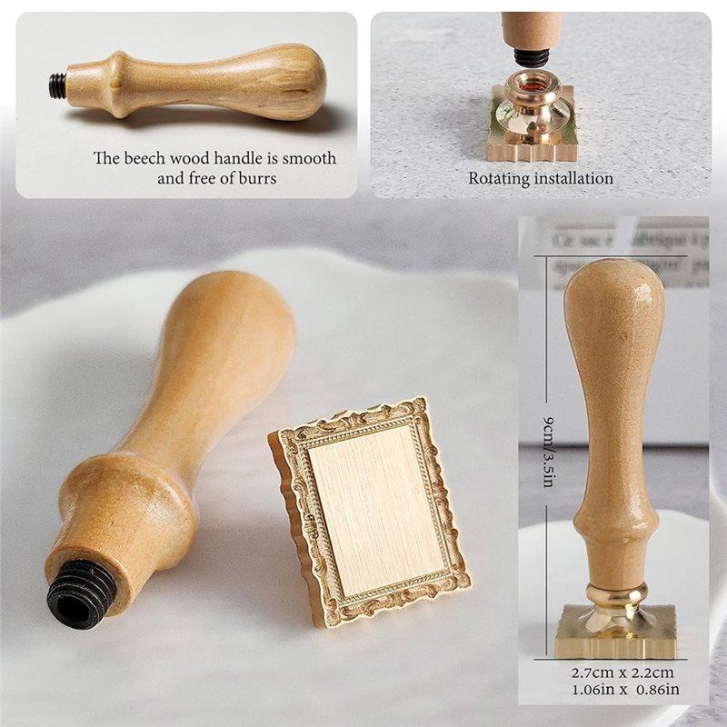 For Wax Seal Stamp Frame, 3D Embossed Flower Relief Carving Brass Head And Wood Handle For Wax Seal Kit