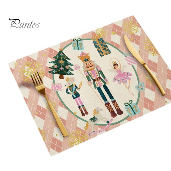 Sturdy Hemmed Table Linens Christmas Mat, Heat-Resistant Faux Linen Placemat, Non-Slip Heat Resistant Pads Washable for Holiday Dining Party Decor Non