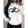 Creative Cat Palm And Love Creative Design Heart Pattern Hoodies Women Fashion Casual Hoody Streetwear Loose