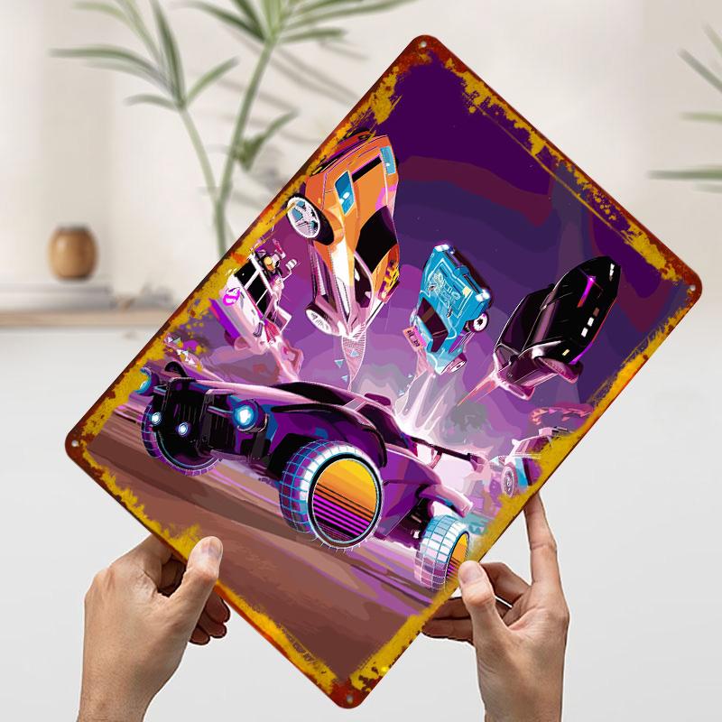 

Rocket League Cars in Action Printed Poster Customized Wall Art Retro Vintage Metal Tin Signs for Garage Bedroom Decorations 7.9x11.8In(20x30cm)