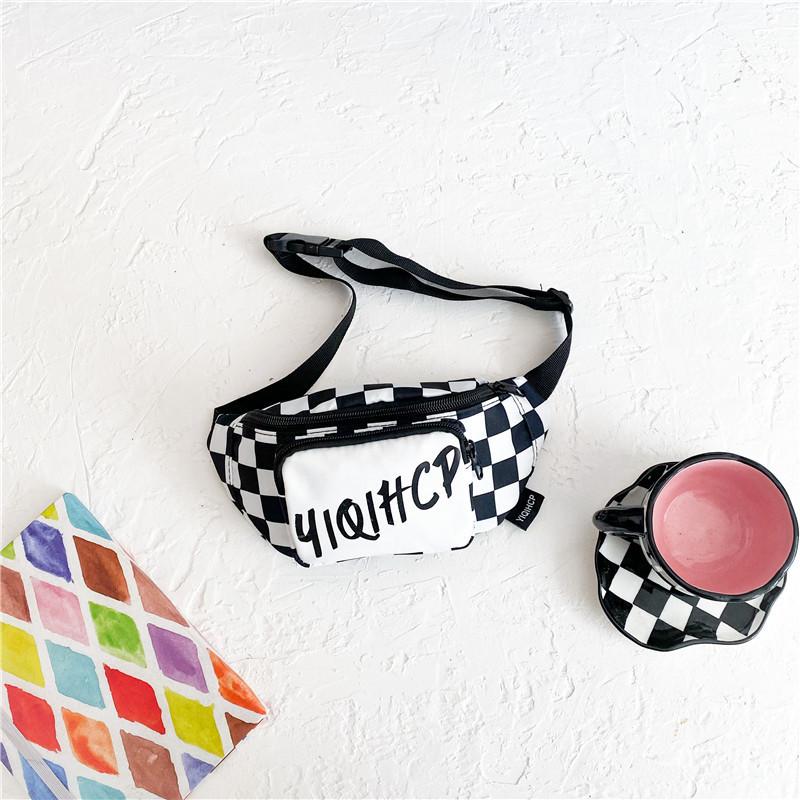 Adorable Korean Style Children s Backpack Cute Boys And Girls Fashion Mini Crossbody Bag For Kids With Checkered Pattern чёрный