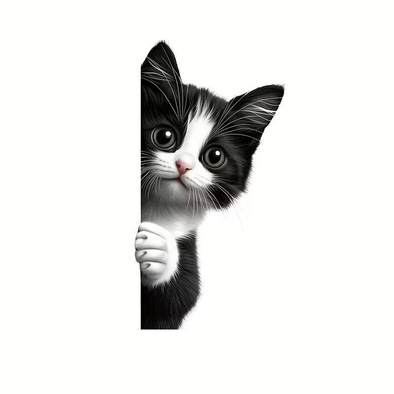 Cute Funny Peeking Cat Waterproof Sticker Self-adhesive Vinyl Decal for Car Window Laptop Skateboard Luggage