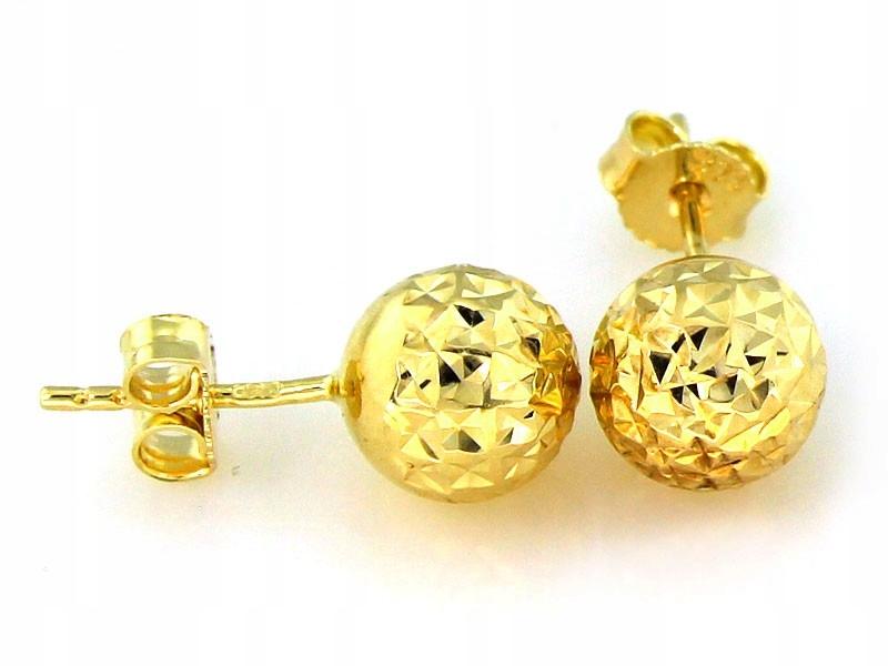 375 gold ball earrings, diamond stud balls, 0.48g, 9kt studs