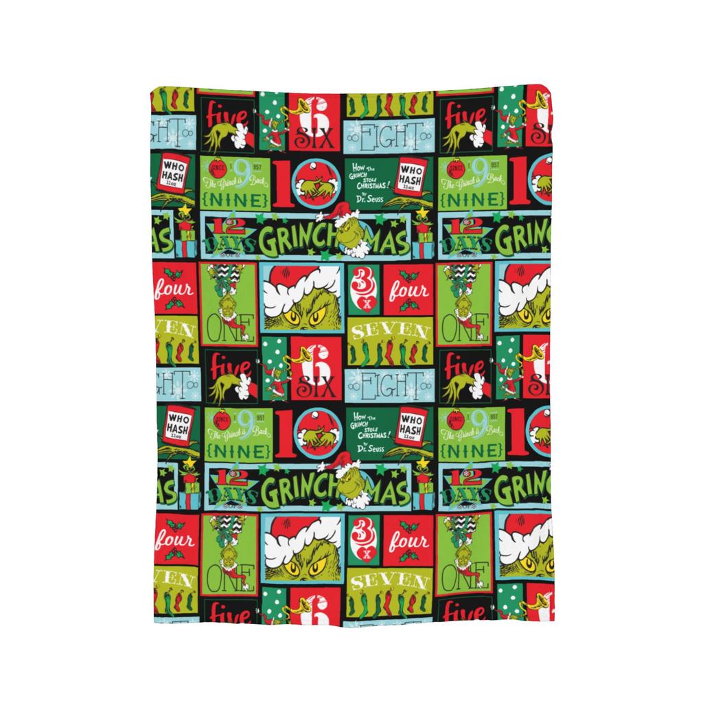 Christmas-S-Green-S-Grinch Blanket Fleece Textile Decor  Portable Warm Throw Blanket for Home Office Rug Piece