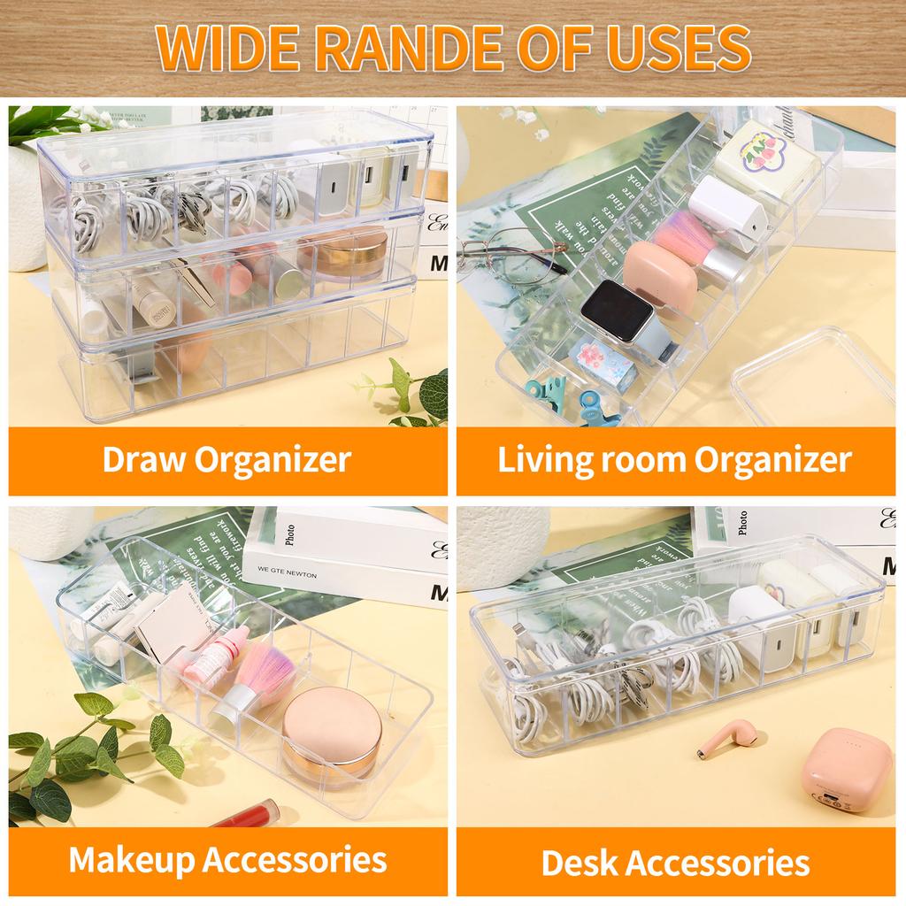 3 Pack Cable Tidy Box With 30 Cable Ties Clear Cables Management Box Charger Plastic Storage Box With Lid For Household Cable Ch