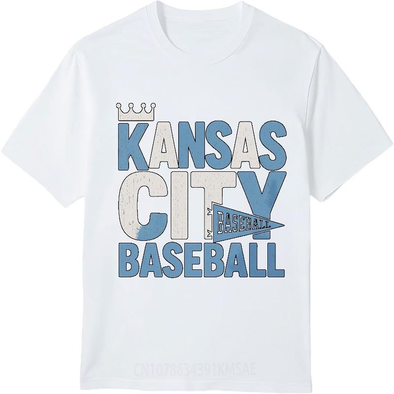 Mens tshirt Cotton Shirt Fashion Summer Women T Shirt Kansas City Baseball Crown Design Short Sleeve Printed Crew Neck Tops