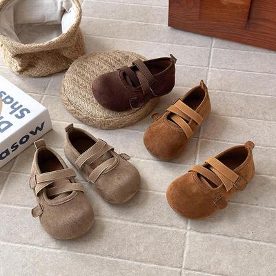 2026 Girls' Suede Mary Janes: Soft Sole, Fashionable Retro Low-Cut Princess Shoes for Spring & Autumn