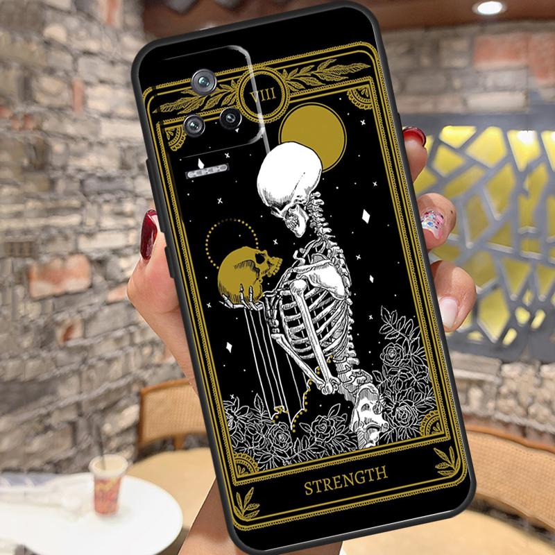 Death Tarot Cat Case For Xiaomi 13 14 15 Ultra 11T 12T 13T 14T Pro POCO X7 Pro X3 X5 X6 M6 F5 F6 Pro Cover