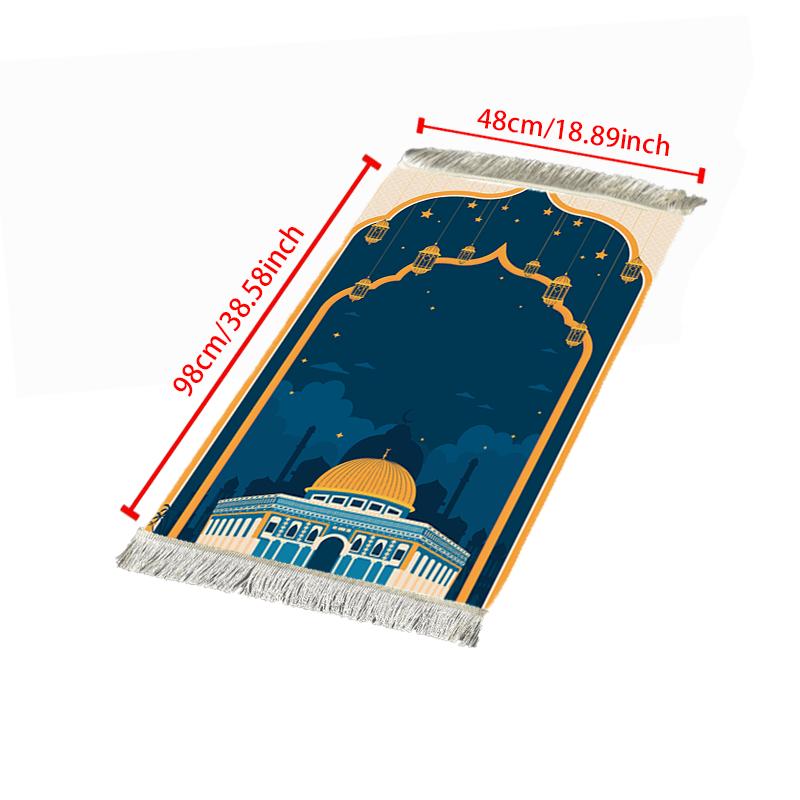 VIKAMA Muslim Prayer Mat, Foldable Travel Meditation Mat, Unisex Home Tassel Kneeling Mat, Indoor and Outdoor Prayer Mat