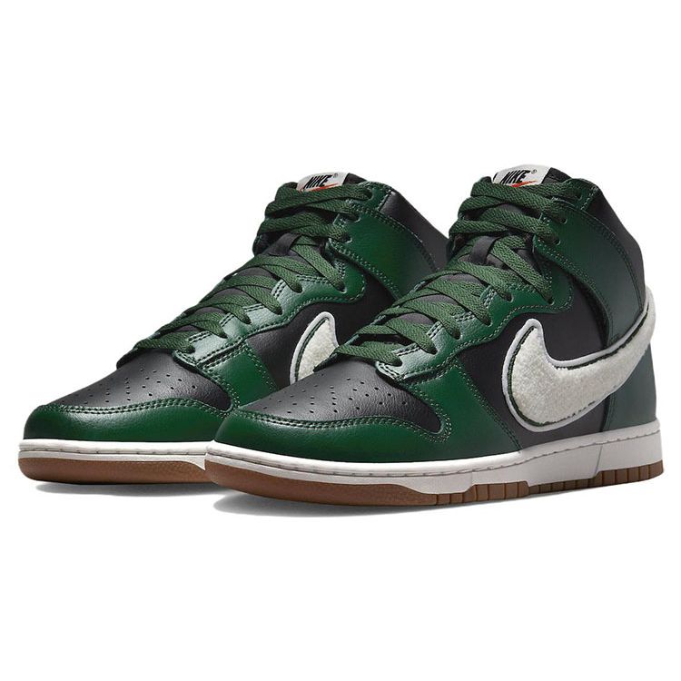 Nike Dunk High Chenille Swoosh - Gorge Green Men Sneakers Black Summit-White Gum-Medium-Brown DR8805-001
