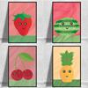 Cartoon Fruit Strawberry Cherry Pineapple Prints Posters Canvas Painting Modern Wall Art Pictures Living Room Bedroom Home Decor