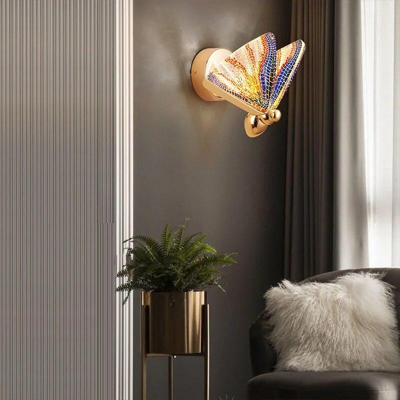 LED Butterfly Wall Lamp Nordic Indoor Lighting Modern Light Bedside Bedroom Christmas Home Decoration Wall Lamps