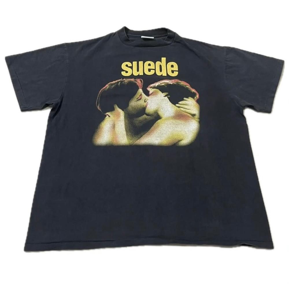 Vintage Suede Band BRITPOP 90s Faded Size XL Single Stitch T-Shirt REPRINT