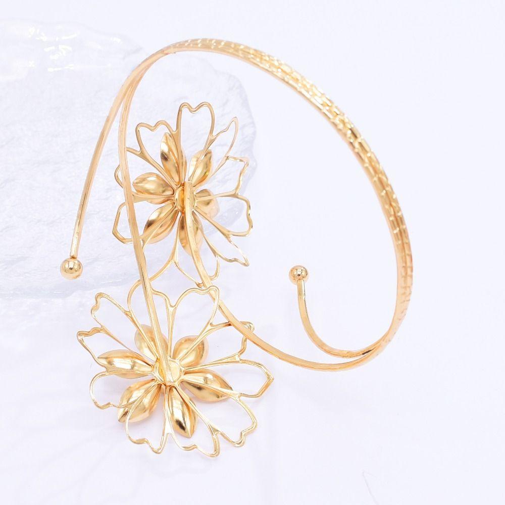 Floral Open Arm Bangle Hollow Out Arm Ring Elegant Gold Jewelry  Arm Accessories