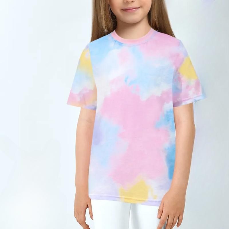 Cute Short Sleeved Shirt Cartoon Print Girls Children Soft Comfortable T-Shirts Girls