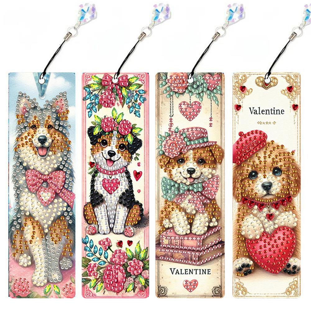 4Pcs Special Shape Animal Diamond Art Painting Bookmarks with Pendant DIY Diamond Art Bookmarks Kits for Adults Book Lovers