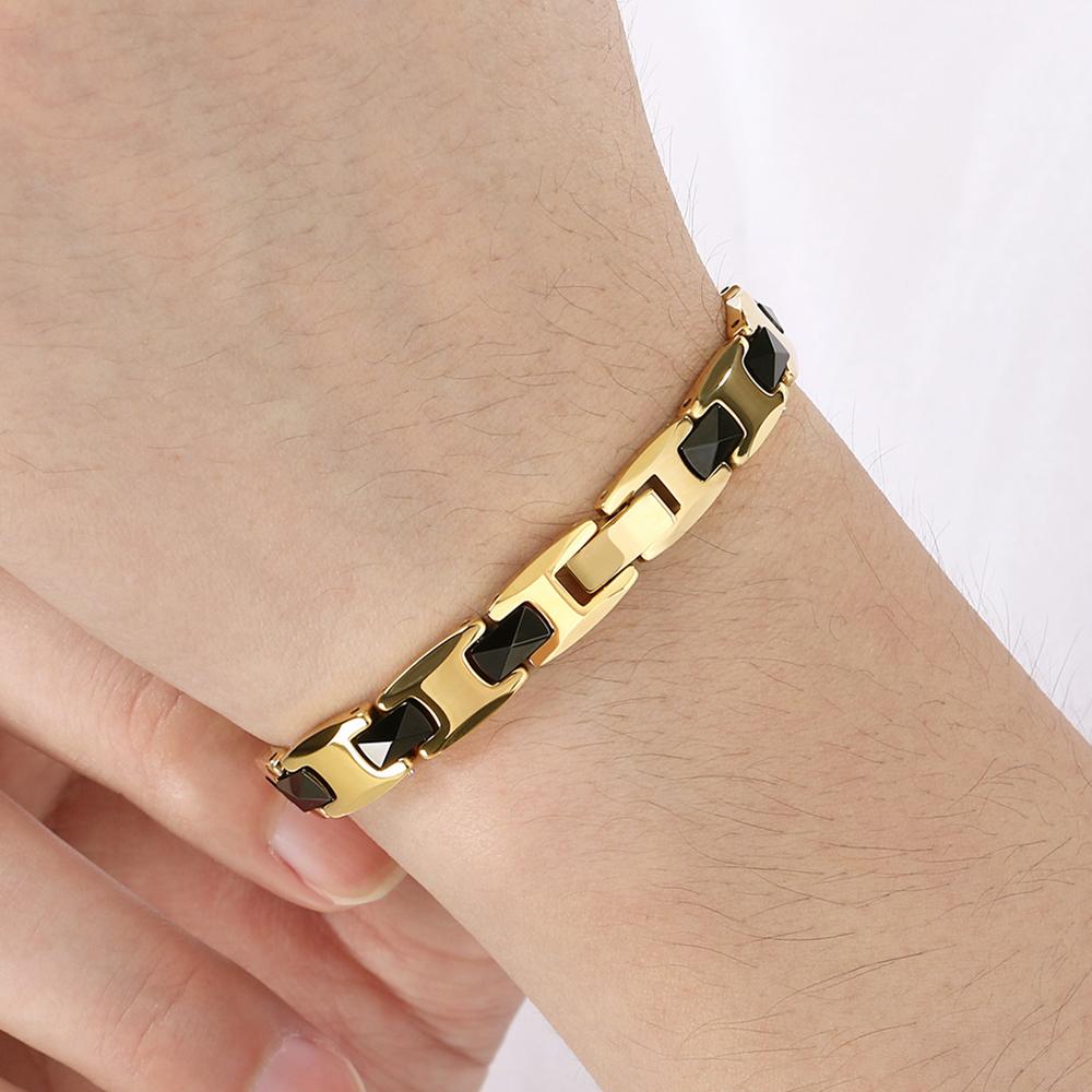 Herren Magnettherapie Germanium Armbänder für Herren Vakuumbeschichteter Wolframstahl Hypoallergener Gesundheitsschmuck Mode Geschenke für Ihn