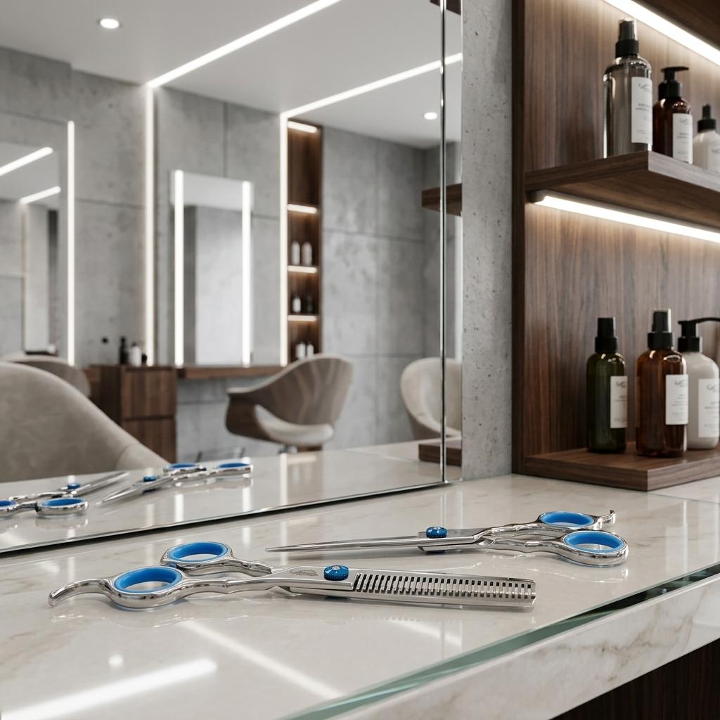 Cheetah Hairdressing Set of Thinning Scissors and Right-Handed Hair Cutting Scissors for Salon