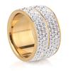 Stylish 12MM Stainless Steel Double Row Rhinestone Ring