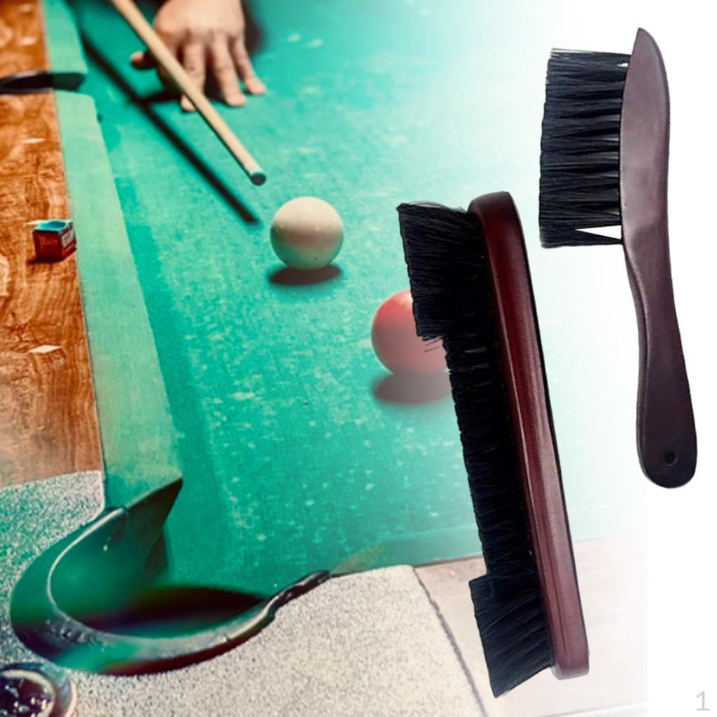 2 Pieces Billiard Brush Table Cleaning Kit Accessories Wooden Handle PVC Bristles Lightweight
