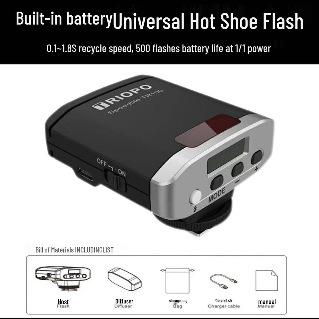 Jiebao TR100 Mini Flash for Mirrorless Digital Cameras with Universal Hot Shoe Mount