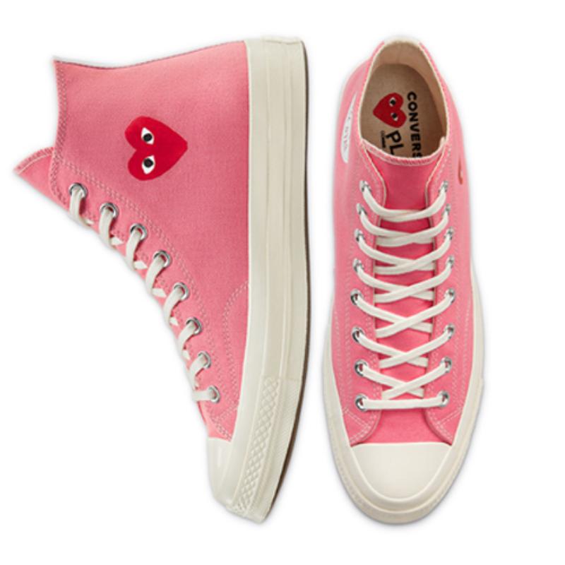 Converse Chuck 70 CDG PLAY x Converse Chuck Taylor All Star 1970s High Comfortable Casual Versatile High Top Canvas Unisex Pink