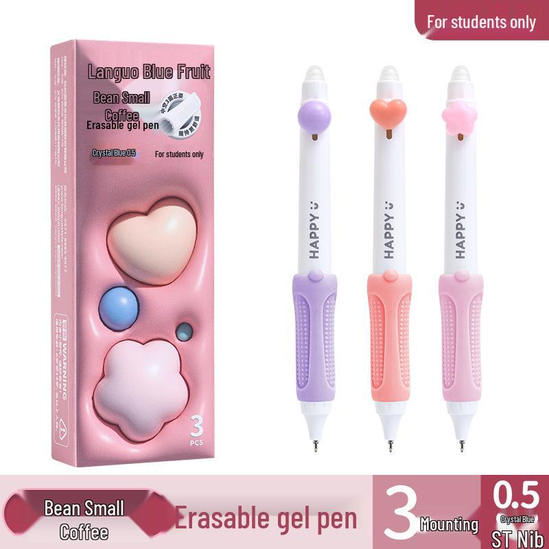 Blue Fruit Bean Posture Correction Erasable Neutral Pen - Dark Blue 0.5mm for Third Grade Primary Students 0.5mm
