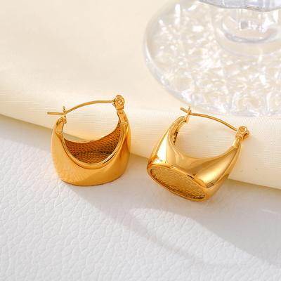 Temperament Leichte Luxus-Ohrringe Damenmode Glänzende Taschenohrringe Titanstahl PVD-beschichtet 18 Karat Echtgold Einfach Und Vielseitig