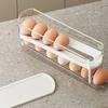 Caja de almacenamiento de huevos para refrigerador, soporte automático para huevos con desplazamiento, gran capacidad, para el hogar, cocina, estante de almacenamiento de huevos rodante exclusivo