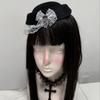 Elegant Lace Billycock Hat Sweet Heart Crystal Round Hat Vintage Bow Pillbox Hat  Dance Show