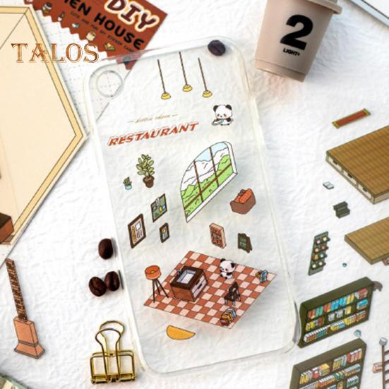 4Pcs DIY Scene Stickers 3D Miniature House Stickers Set Reusable Easy To Use DIY Projects Bookstore Scene Stickers