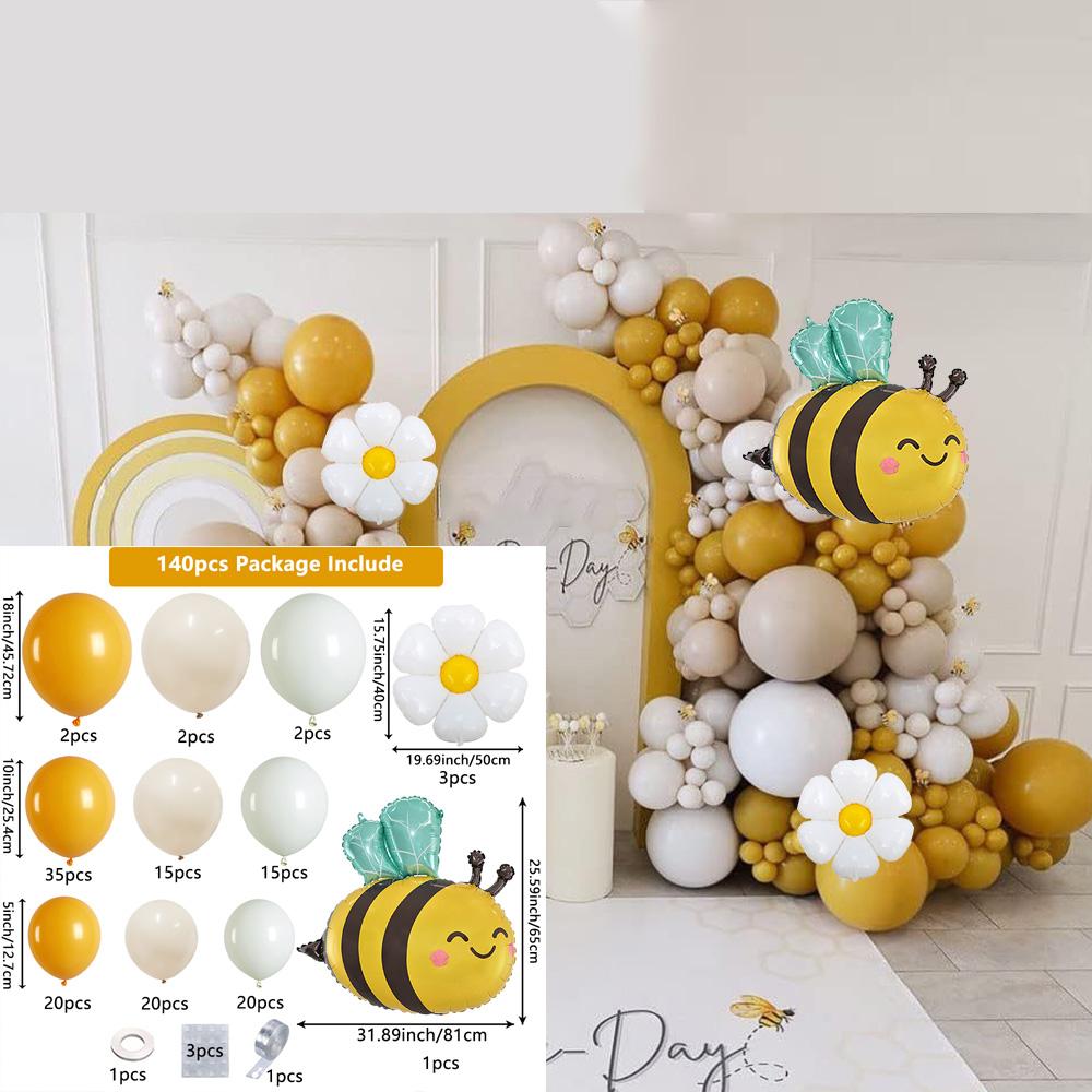 

140PCS Bee Themed Balloon Wreath Suitable for Birthday Party Decoration, Summer Party Decoration Supplies Other