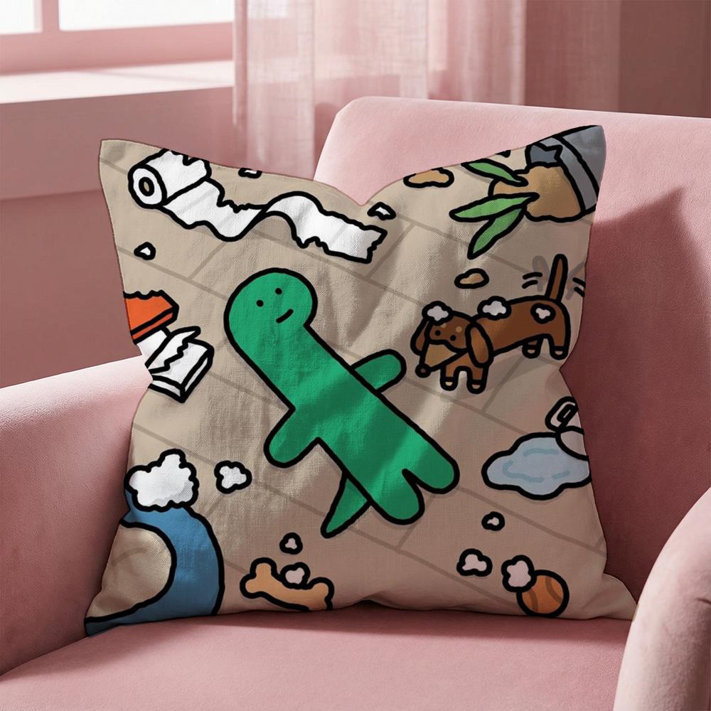 Cartoon Art Joguman Cushion Cover Multi-Scene Pillow Cover for Home & Car - Reversible, Soft & Durable for Daily Use