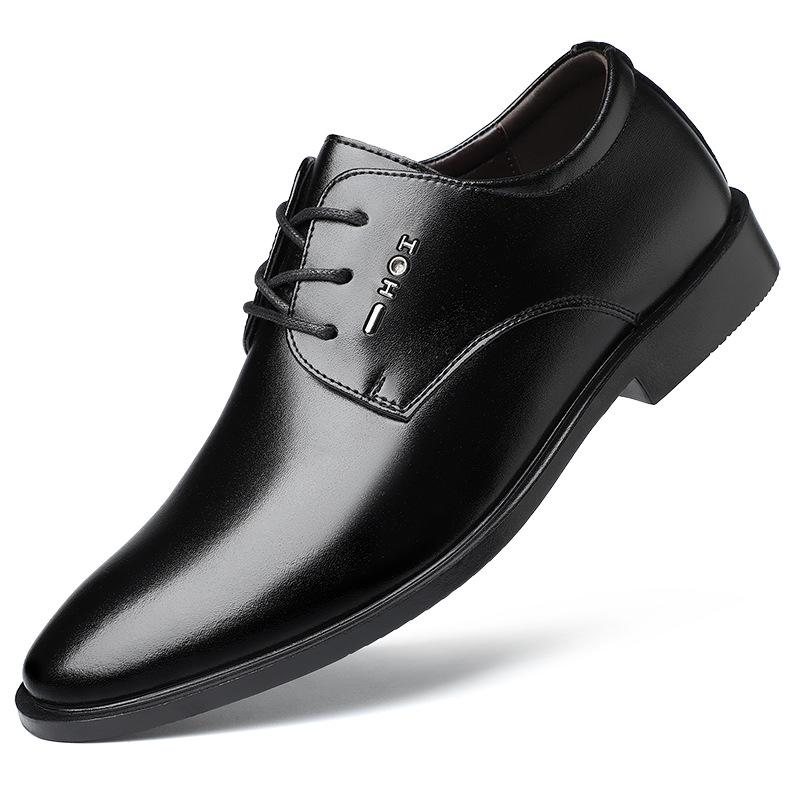 2024 podzimní nové pánské společenské kožené boty pánské britské šněrovací špičaté kožené boty pánské polobotky 003