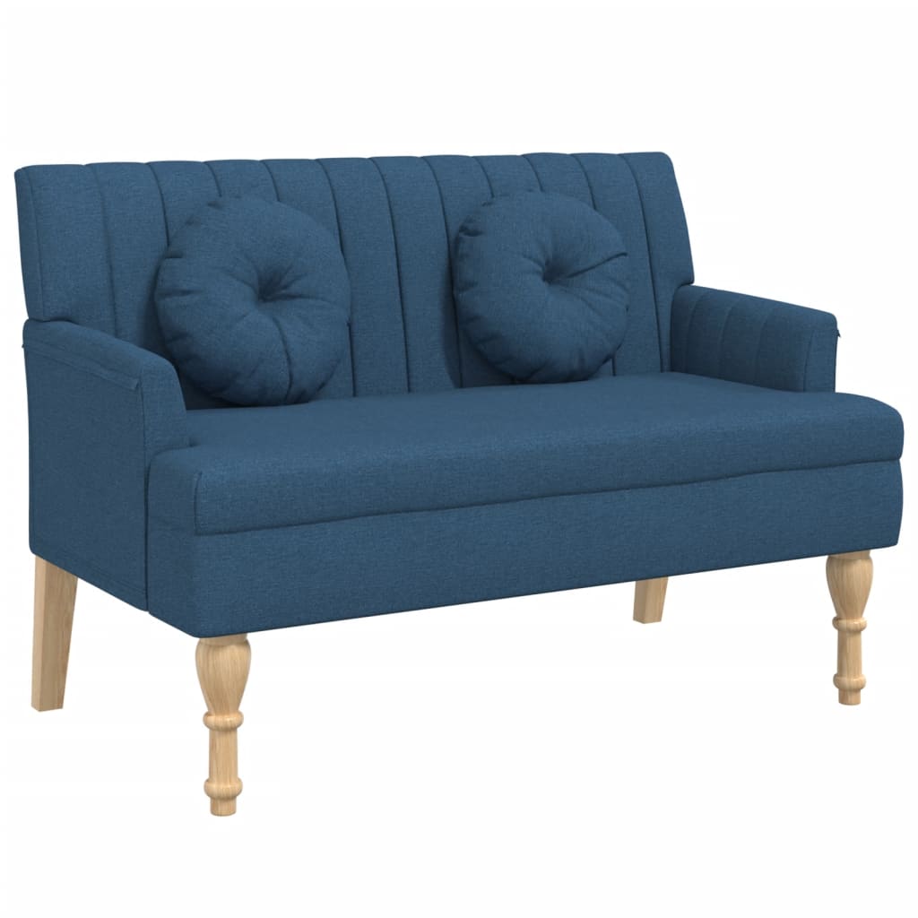 Blue Fabric Bench with Cushions 113 x 64.5 x 75.5 cm