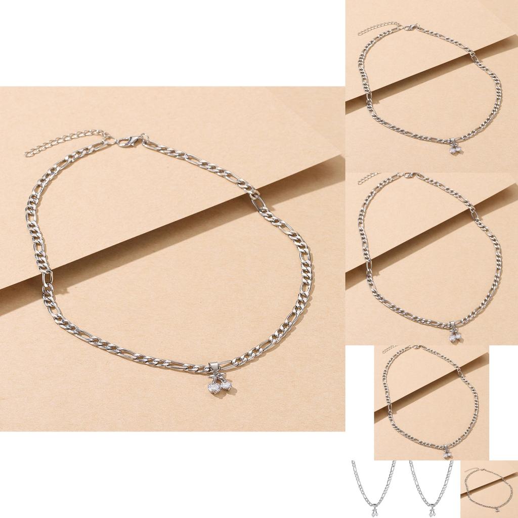 Stylish Cherry Pendant Necklace For Women With Geometric Design In Elegant Silver Alloy