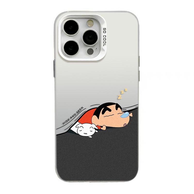 Sleeping Shin-chan iPhone Case for 13/14 Pro, 15 Pro Max, 16 Pro, 17 in Silver