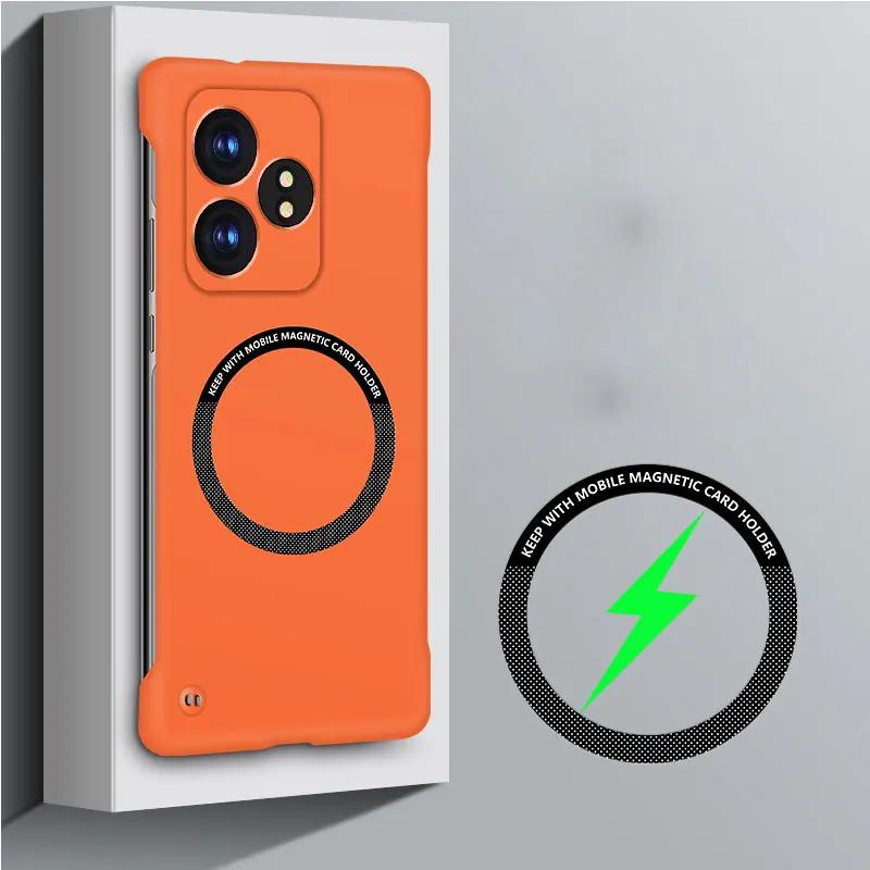 

Магнитный чехол Magsafe для POCO F6 Pro, тонкий безрамочный жесткий чехол из поликарбоната, чехол для беспроводной зарядки, чехол для POCO X6 Pro POCO X6 Pro оранжевый