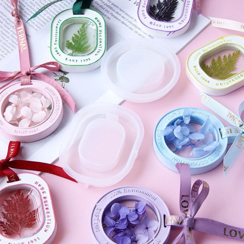 Runde/Ovale Silikonform mit Loch zum Aufhängen für Anhängerherstellung DIY Aromatherapie Gipsgips Handwerksform